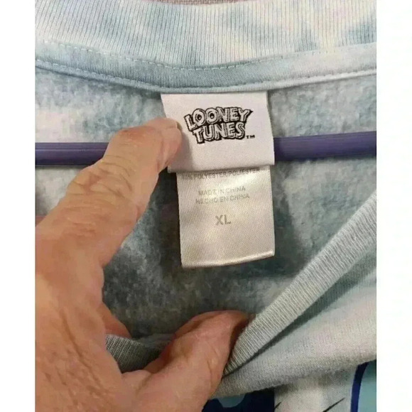 Looney Tunes Sweatshirt Pullover womens SZ XL Blue Tye DyTweety Bird crew neck - Picture 2 of 5